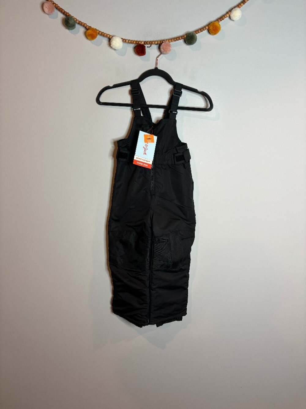 NWT Cat & Jack black winter snow pants bibs